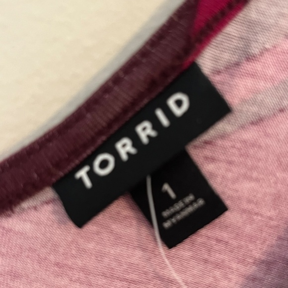 Torrid Dress 14 Burgundy Midi Striped Chevron Retro Boho 80s Artsy Classic - Picture 2 of 12